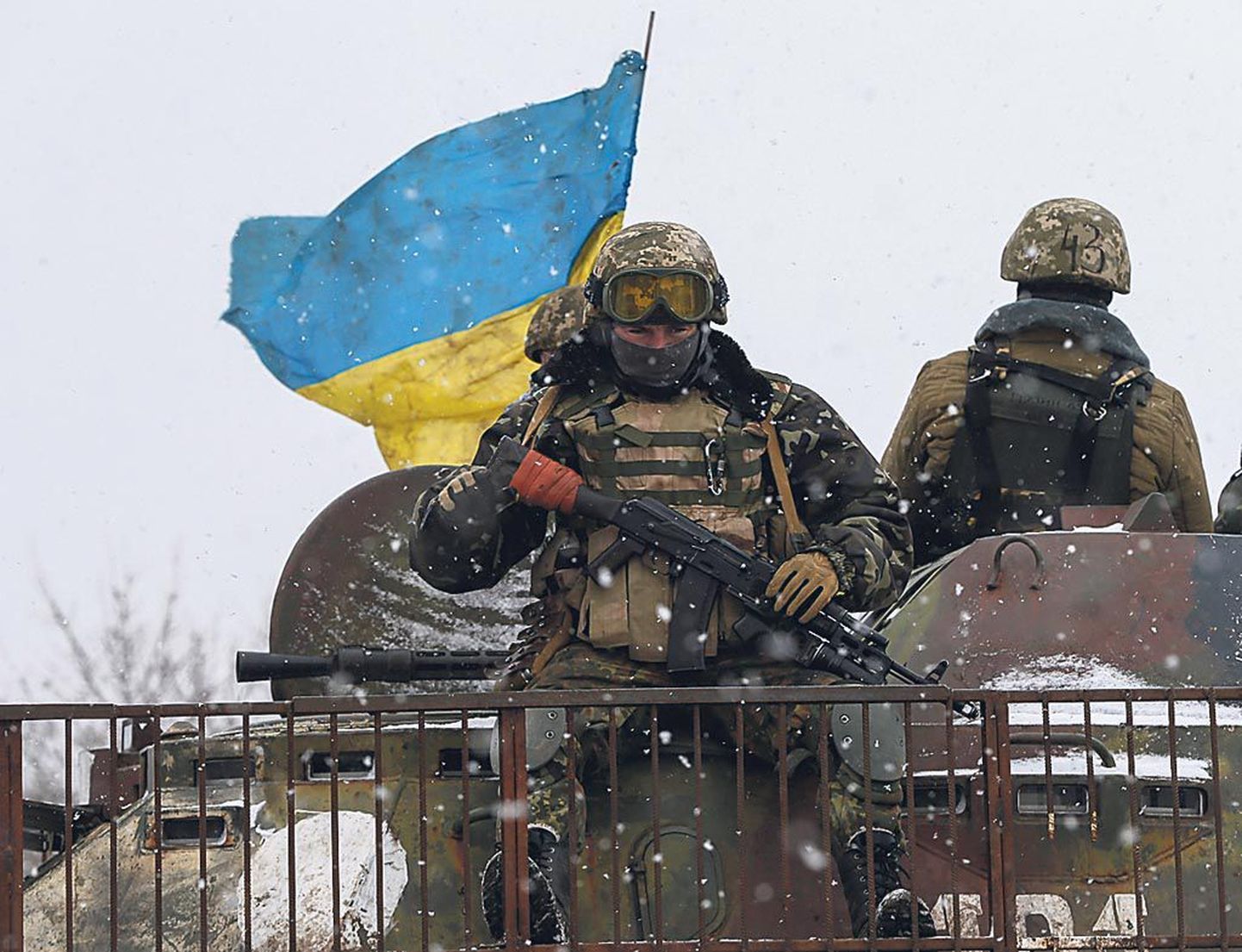 Ukraina valitsusväed Debaltseve lähedal.