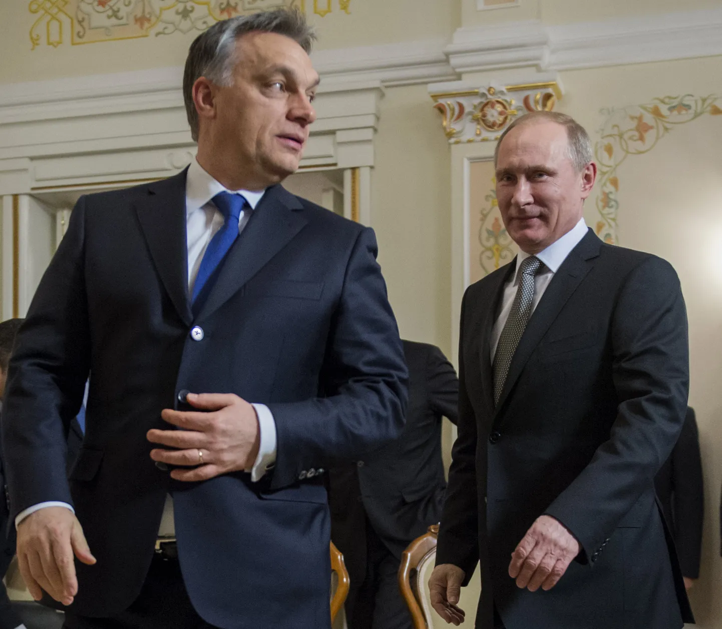 Viktor Orbán ja Vladimir Putin mullu Moskva lähedal Novo-Ogarjovo residentsis.