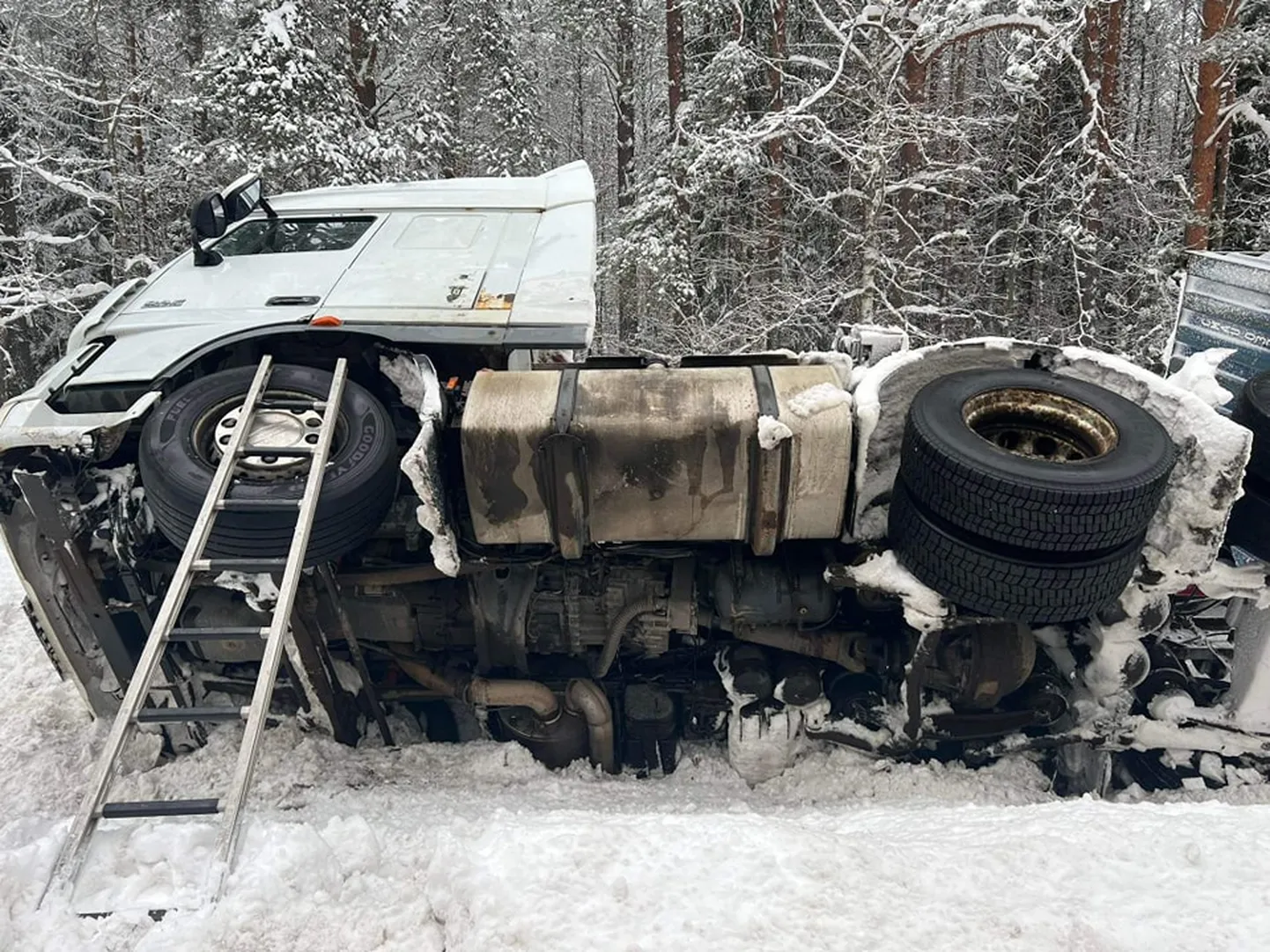 Vastseliinas sõitis veok kraavi.