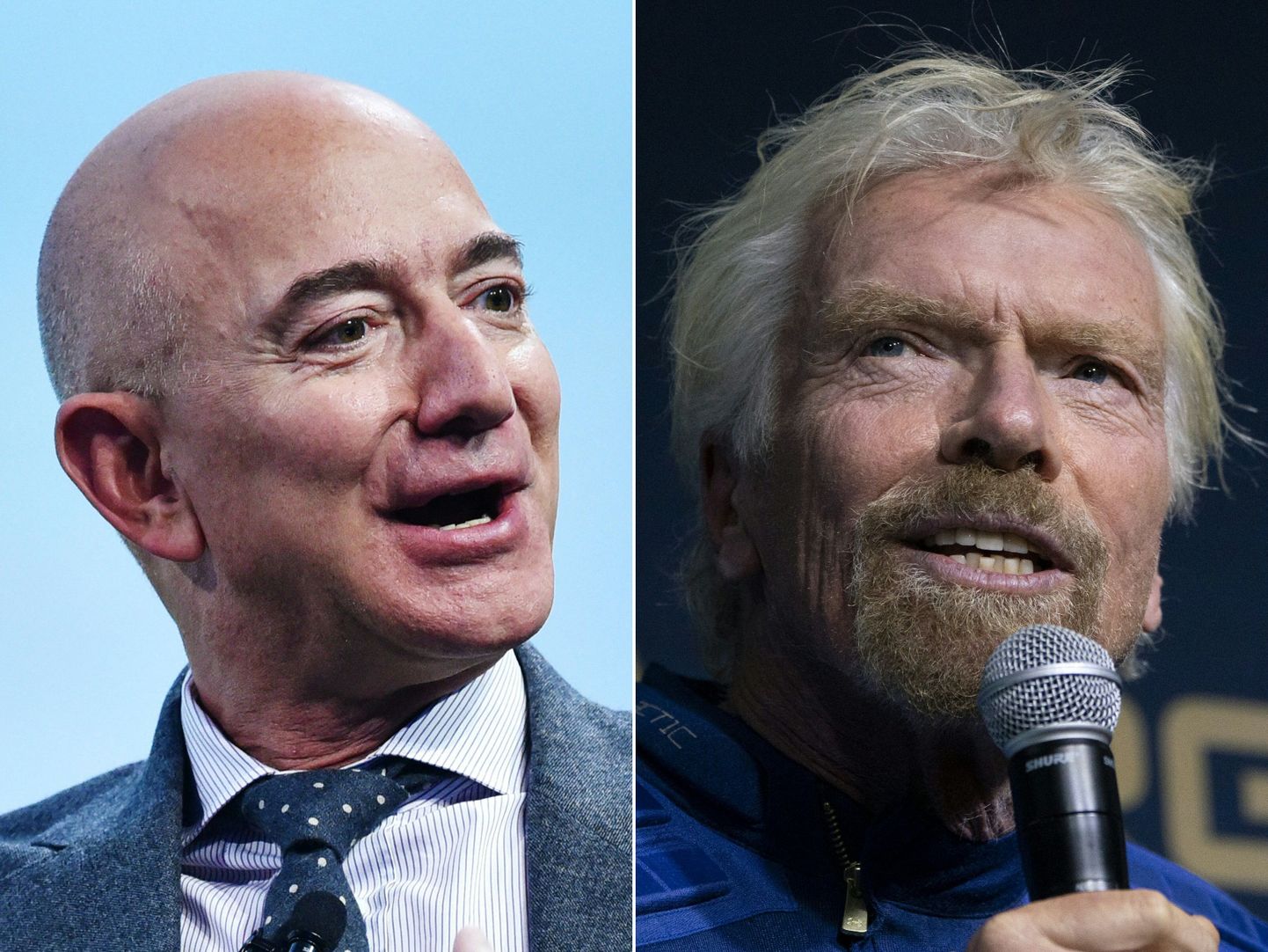 Blue Origini asutaja Jeff Bezos (vasakul) ja Virgin Galacticu asutaja Richard Branson.