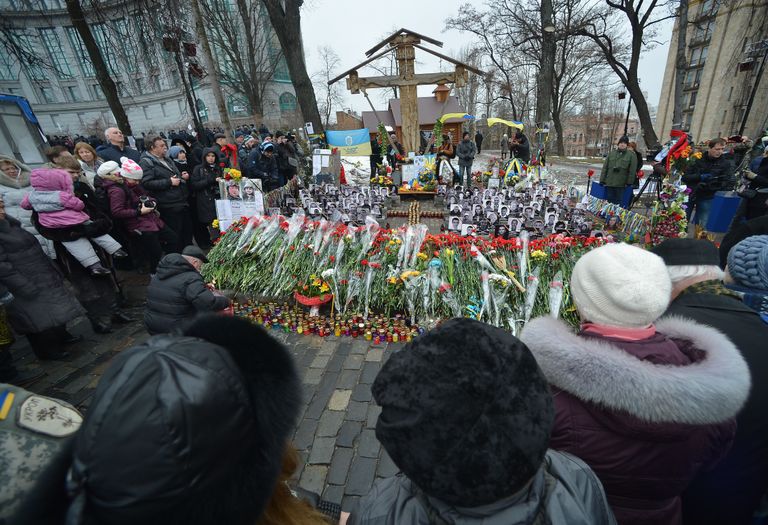 Tänavu toimus Kiievis 22. veebruaril Väärikuse marss, kus mälestati ka Väärikuse revolutsioonina tuntud Maidanil hukkunuid.  Foto: Scanpix