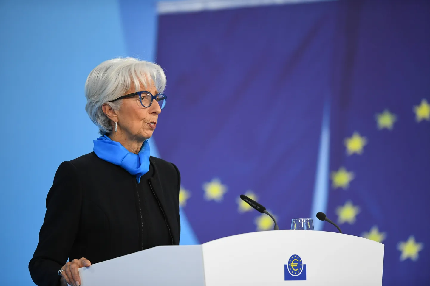 Christine Lagarde Euroopa Keskpanga pressikonverentsil