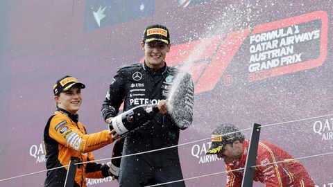 Russell võitis Norrise ja Verstappeni kokkupõrke tõttu karjääri teise F1 etapi