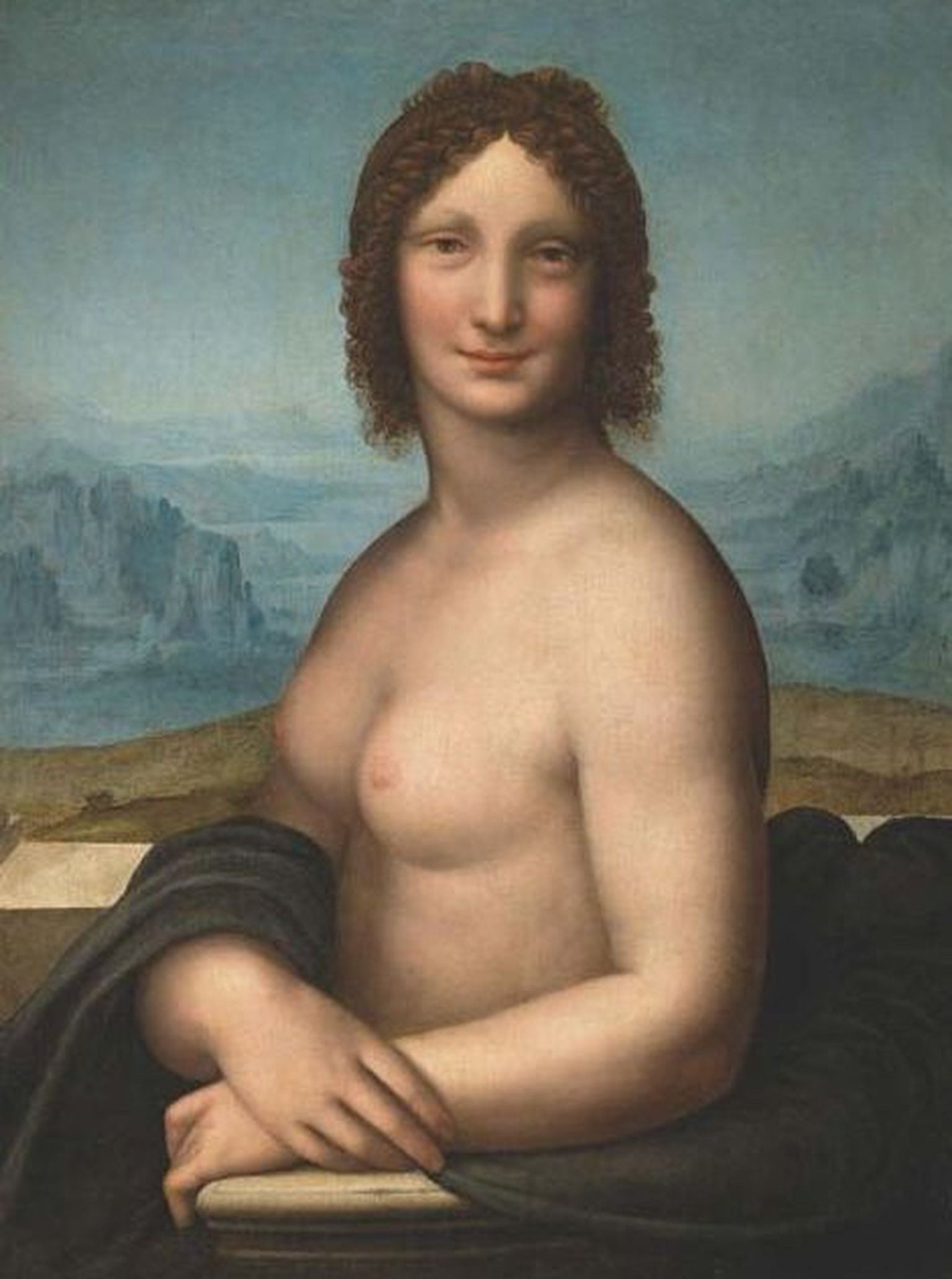 Topless naist kujutav teos, mis on tõenäoliselt seotud kuulsa «Mona Lisaga»