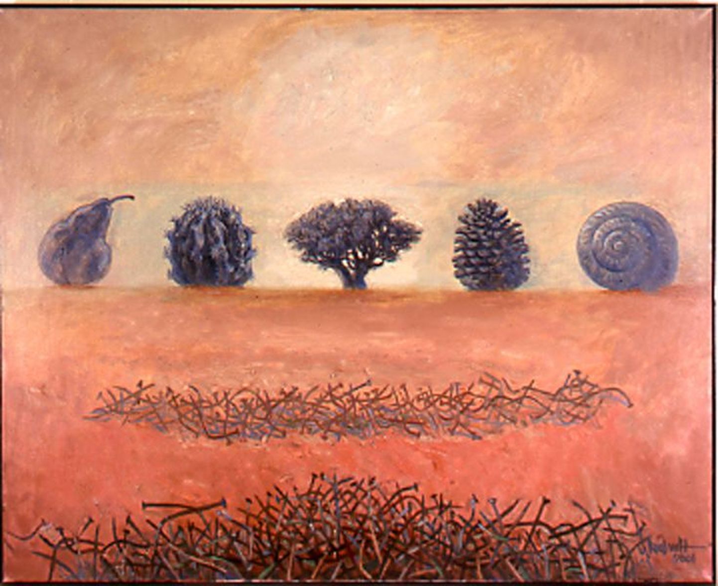 Uno Roosvalt avab oma juubelinäituse “Teerada kivis". Fotol tema maal "Veepiiril".