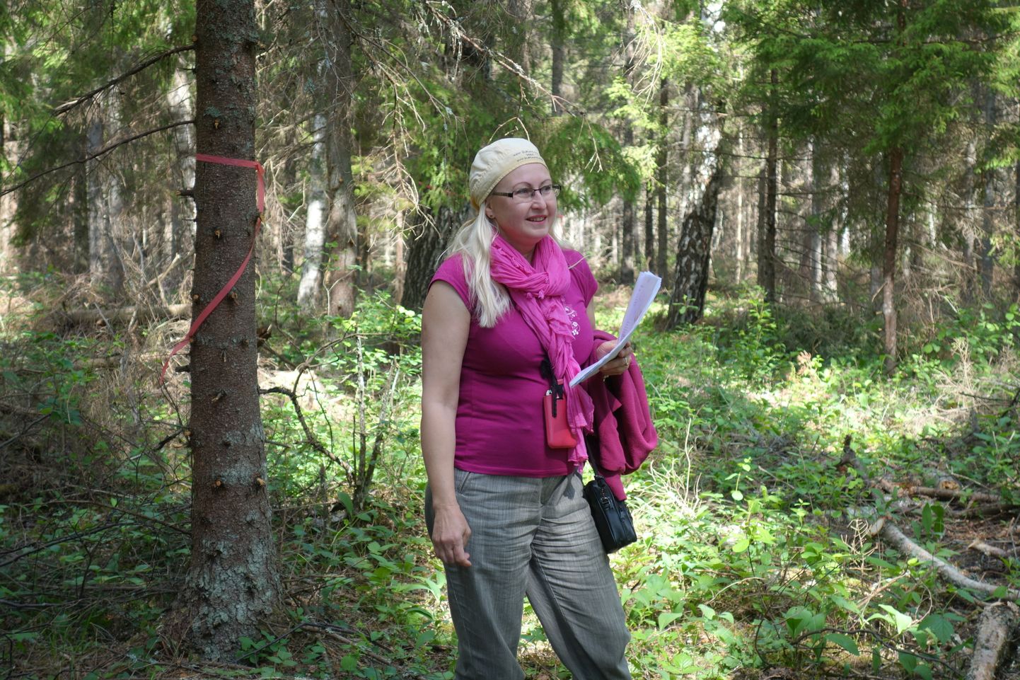 Maive Vaarpu oma metsas tänavu suvel sel päeval, kui seal oli ka Eesti Erametsaliidu ja Erametsakeskuse korraldatud metsamajandajate konkursi žürii.