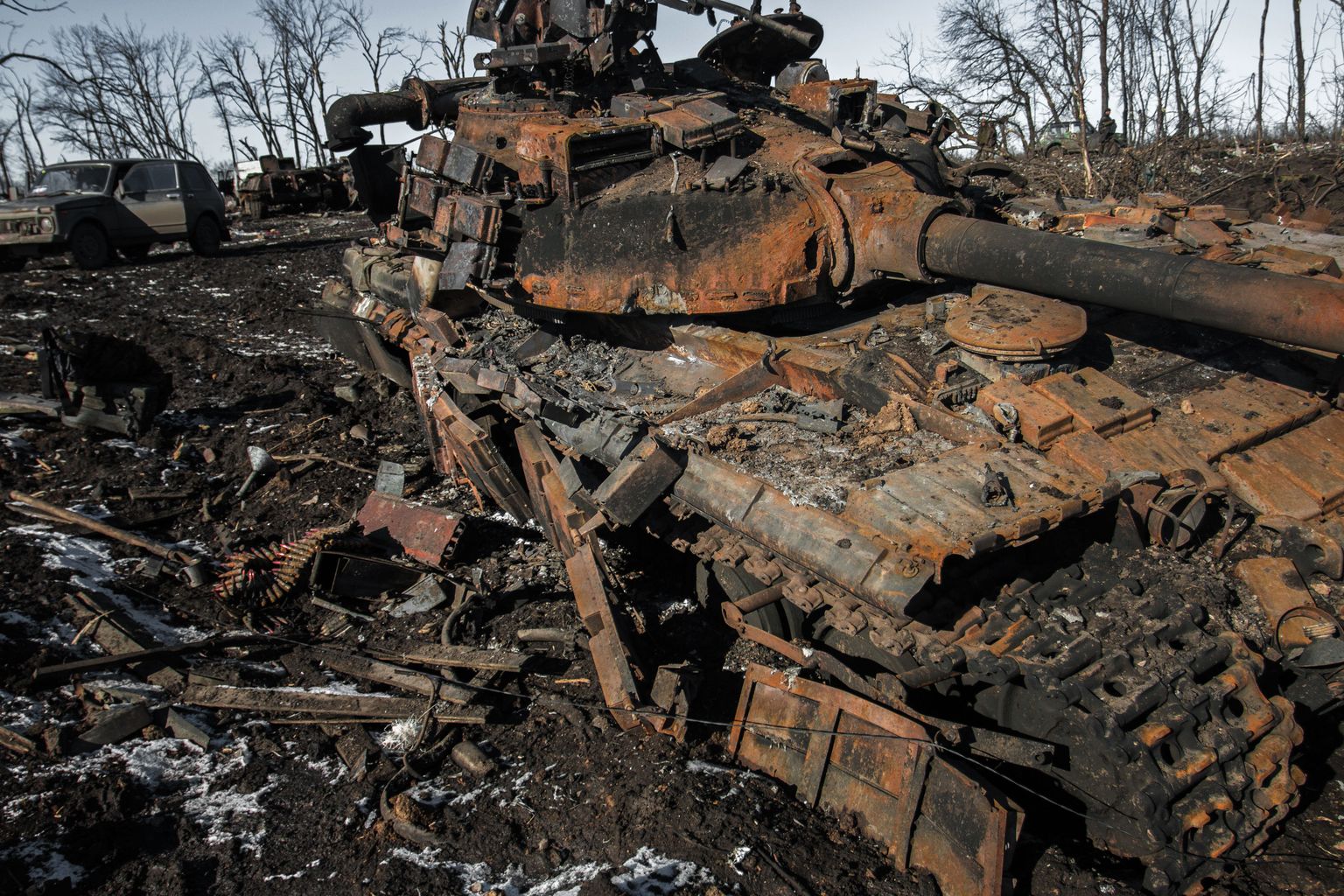 Hävinud sõjatehnika Donetski oblastis Debaltseve lähistel. Foto on tehtud 18. veebruaril.