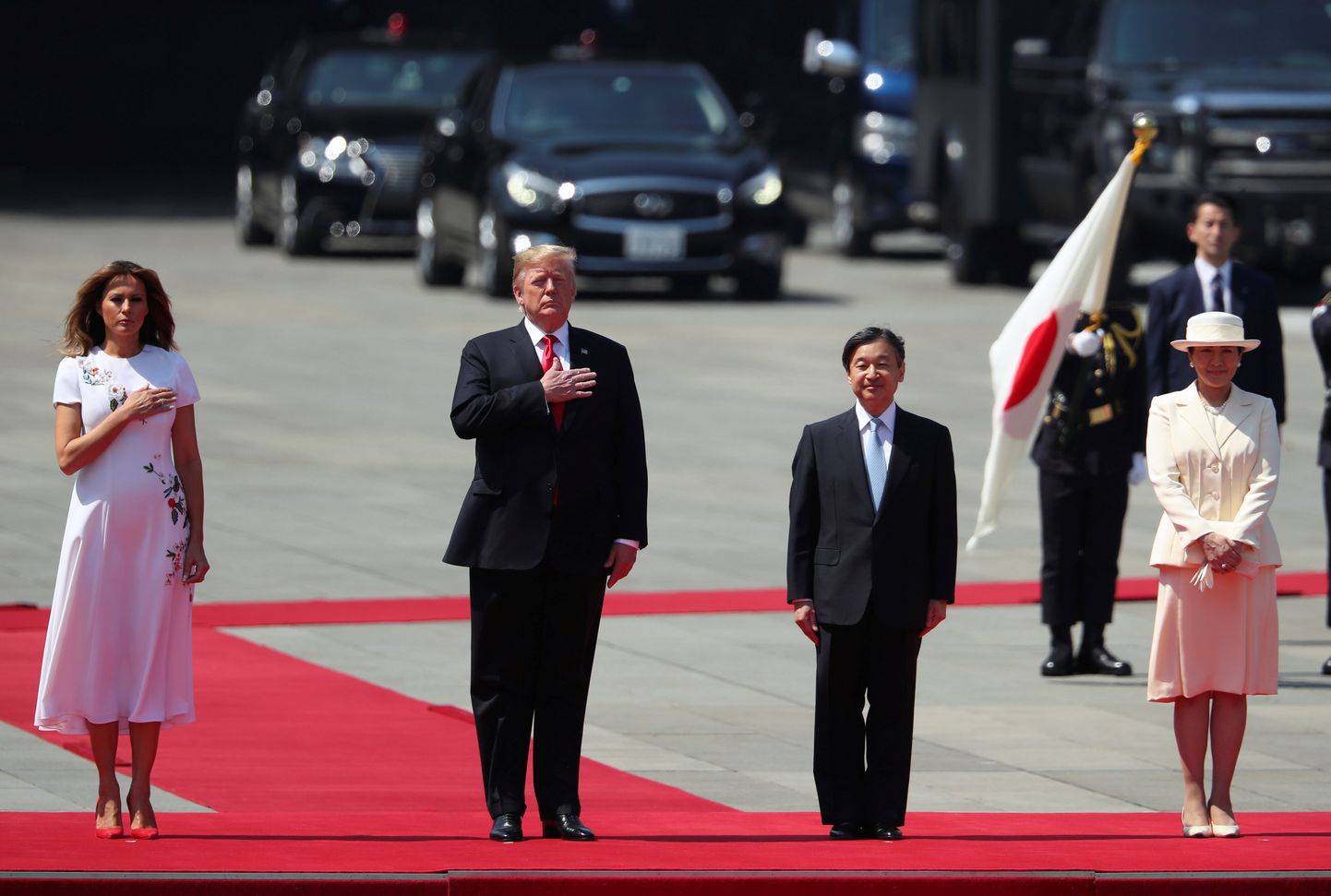 USA president Donald Trump ja esileedi Melania kohtumas keiser Naruhito ja keisrinna Masakoga.