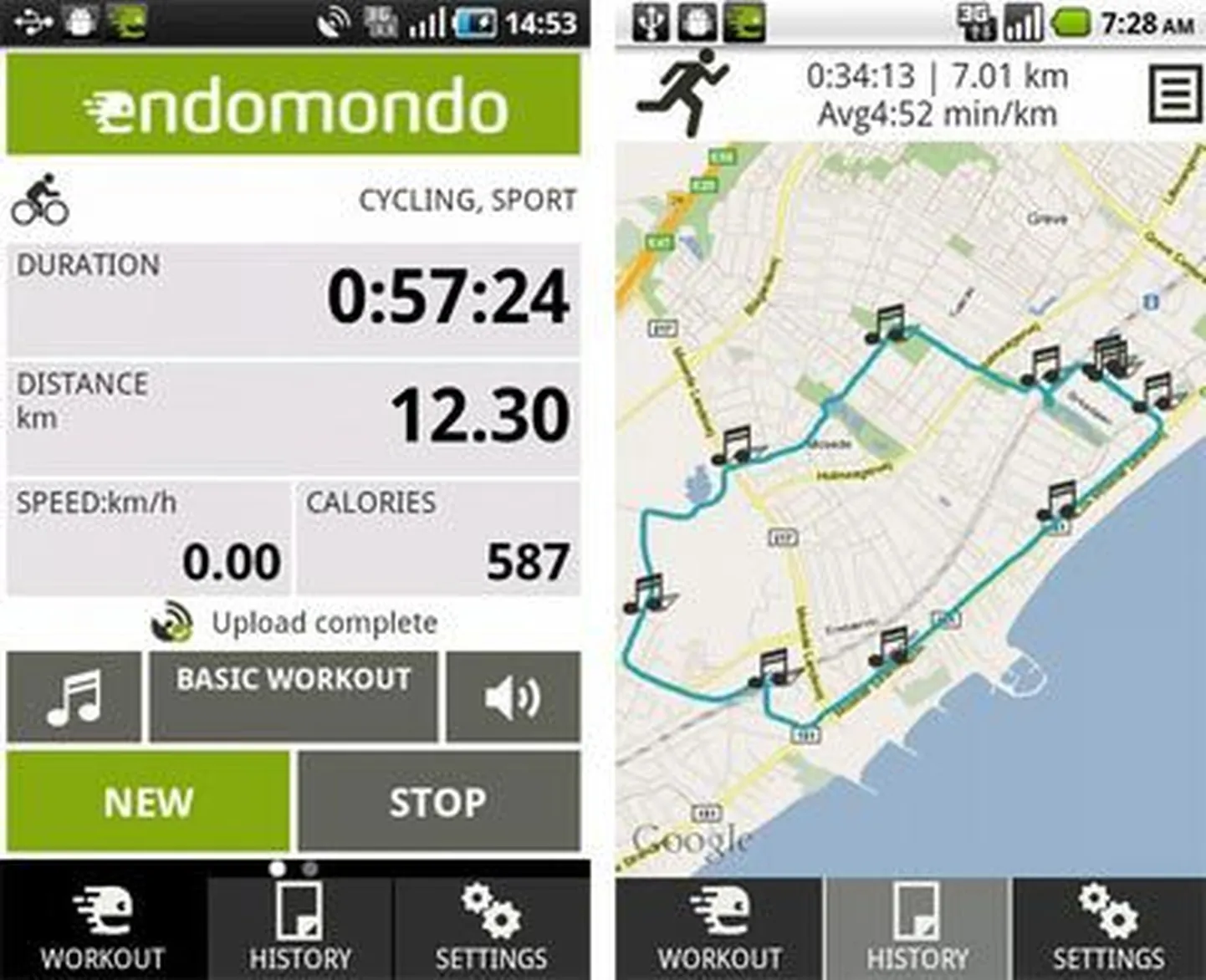 Endomondo nutirakendus Androidile.
