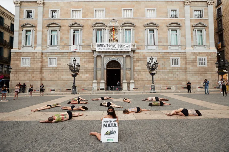 Poolpaljad protestijad Barcelona kesklinnas.