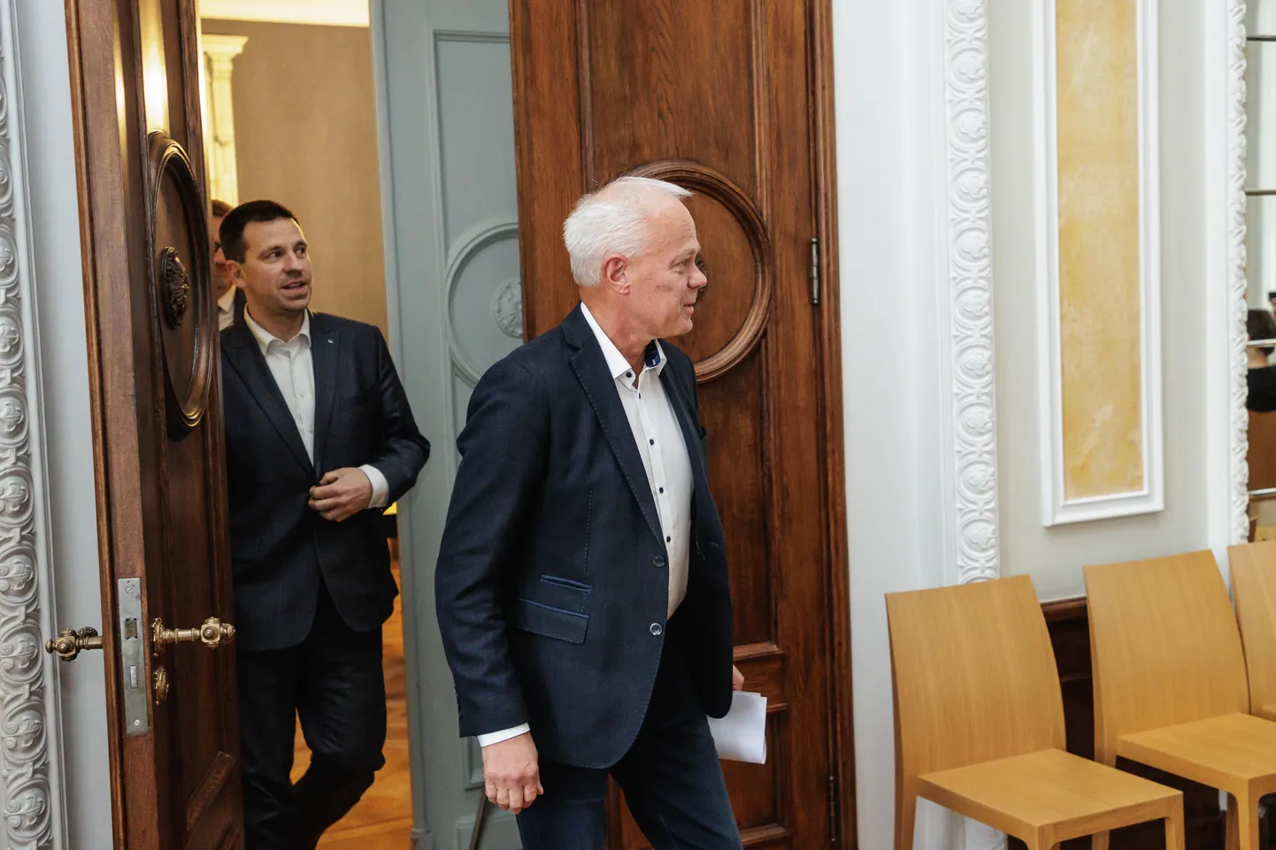 Riigikogu juhatus arutas kuluhüvitisi. Pildil Jüri Ratas ja Toomas Kivimägi.