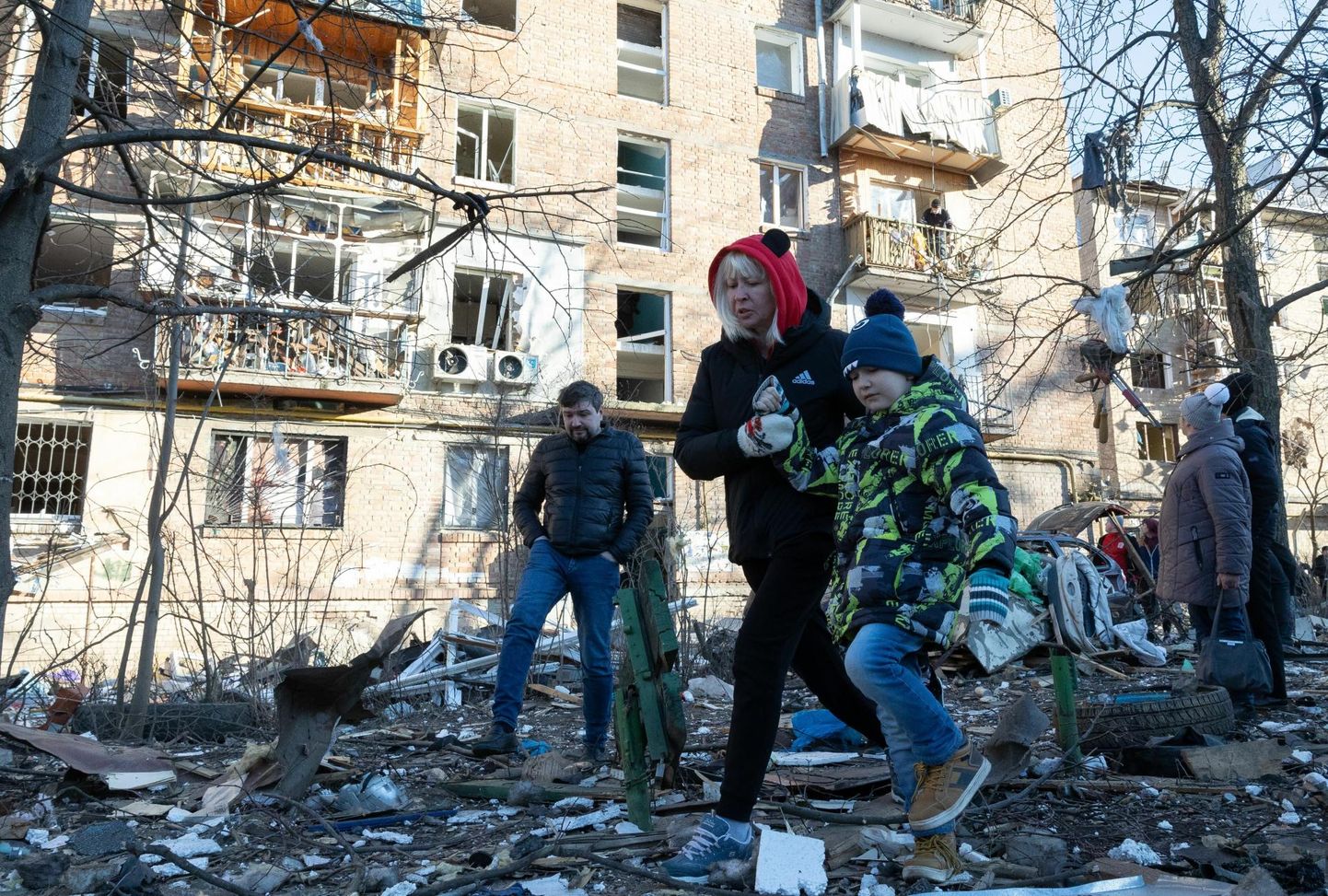 Purustused Kiievis Podilskõi elurajoonis.