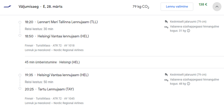 Teoreetiliselt saab Finnairiga nüüd ka Tallinnast Tartusse lennata.