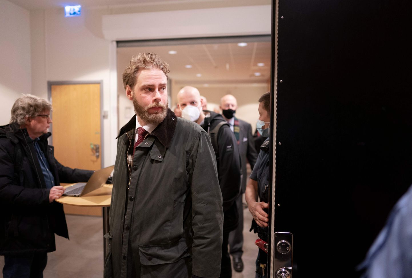 Swedish journalist and defendant Henrik Evertsson arrives for the start of a hearing at the district court in Gothenburg, south west Sweden, on January 25, 2021.