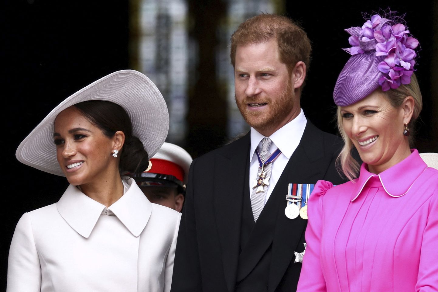 Prints Harry, Sussexi hertsoginna Meghan ja Zara Tindall juubelipidustuste teisel päeval.
