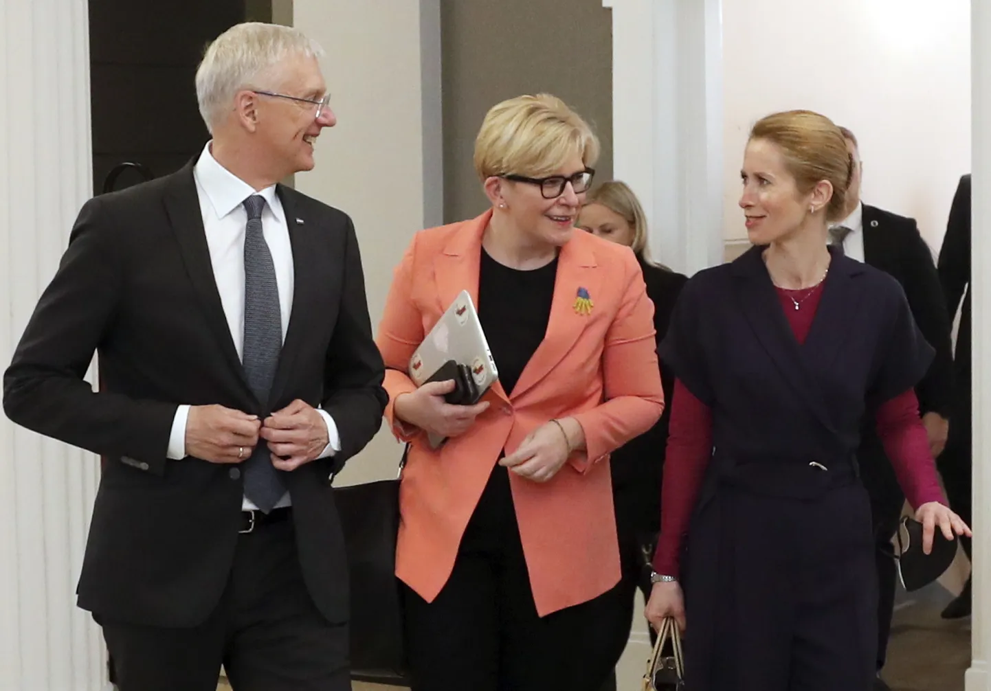 Läti peaminister Arturs Krišjānis Kariņš, Leedu peaminister Ingrida Šimonytė ja Eesti peaminister Kaja Kallas.