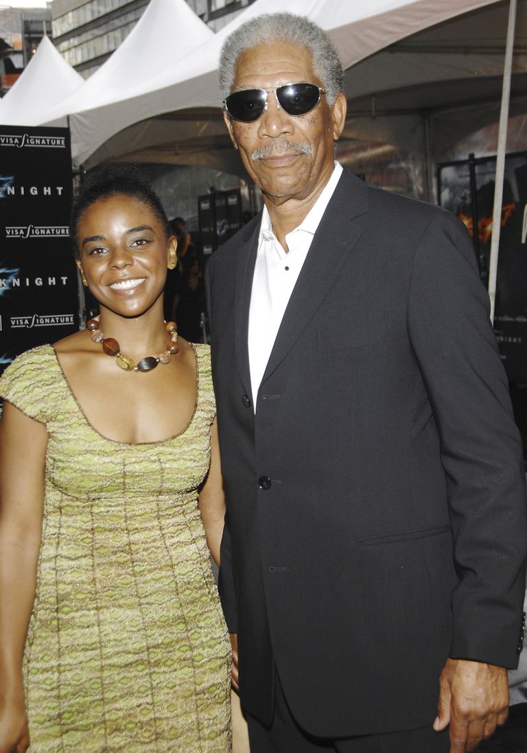 Morgan Freeman ja ta kasulapselaps E'Dena Hines 2008 filmi «The Dark Knight» esilinastusel New Yorgis