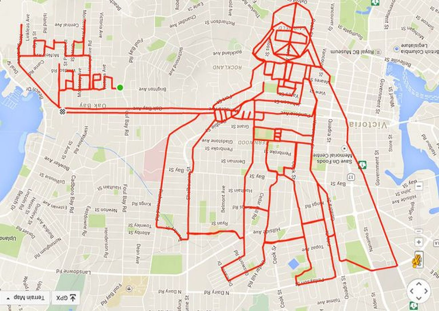 Jalgratta ja GPSiga tehtud Darth Vader