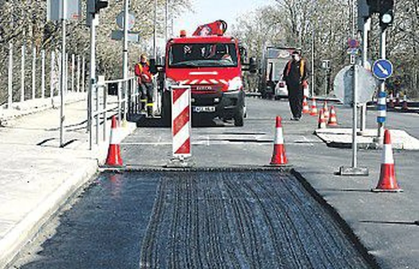 Ремонтные работы на Пярнуском шоссе.