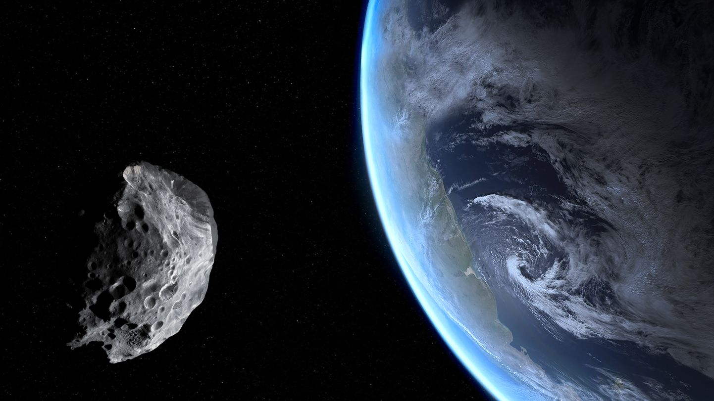 Asteroid kihutamas Maa suunas. Pilt on illustreeriv