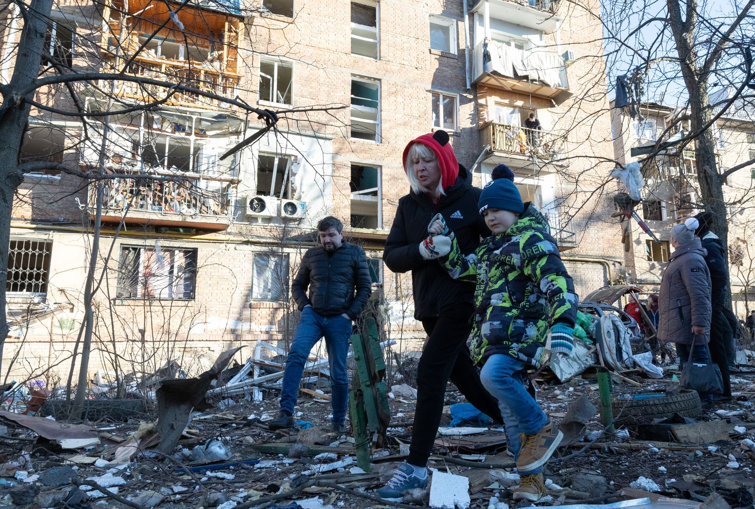 Hommikuse plahvatuse järgsed purustused Kiievis Podilskõi elurajoonis