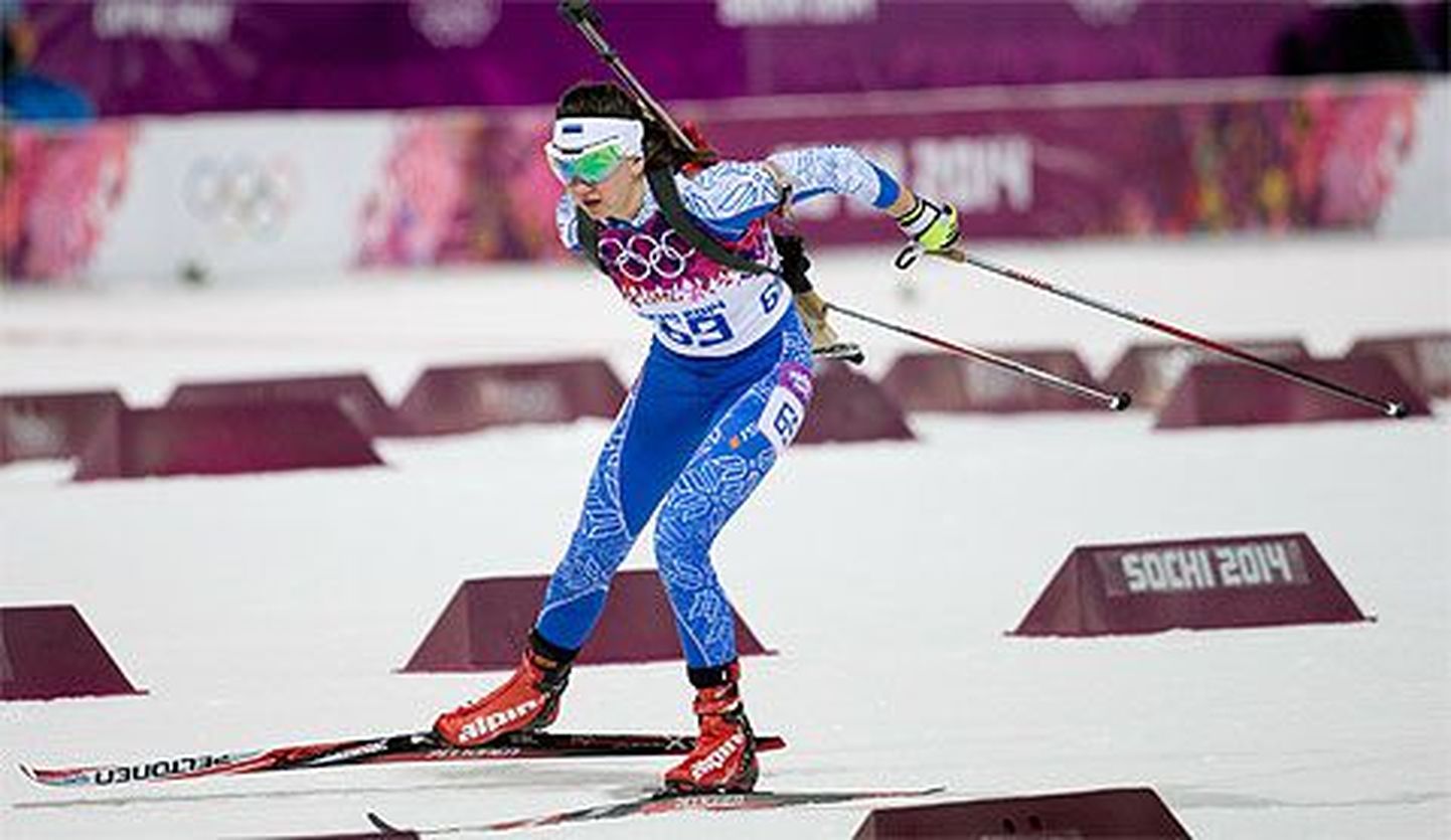 Дарья Юрлова на олимпийской дистанции в Сочи.