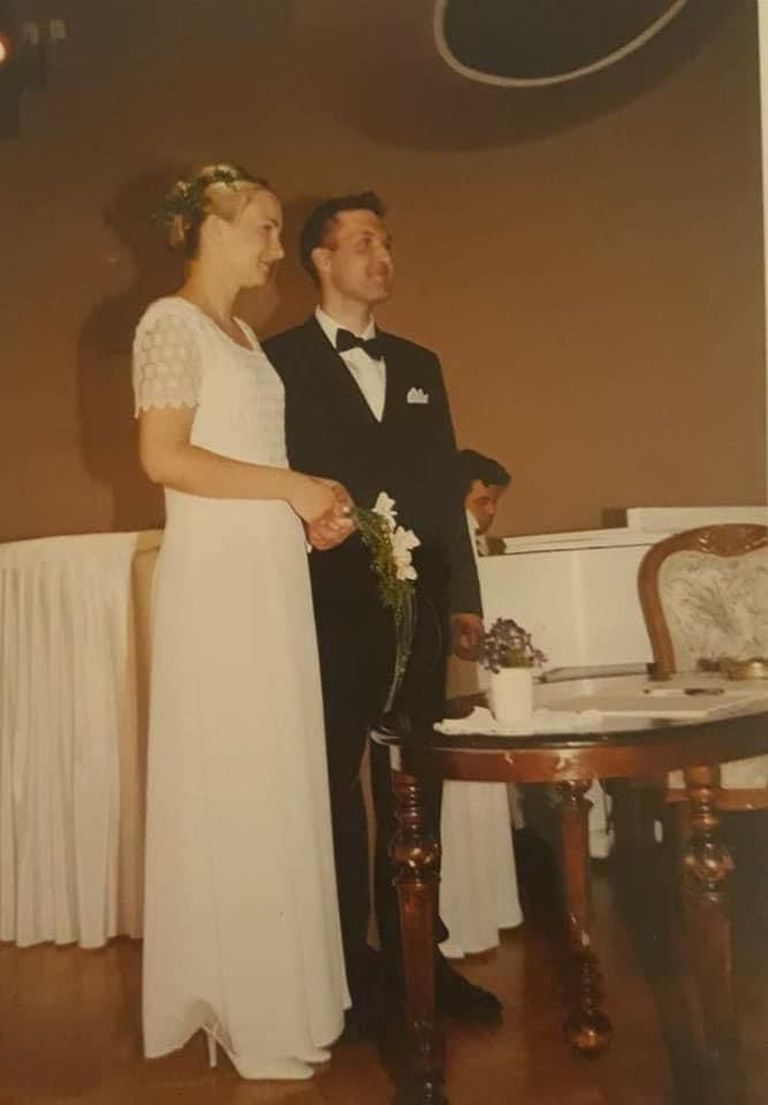Ева и Мартин Хельме на свадьбе в 2001 году.
