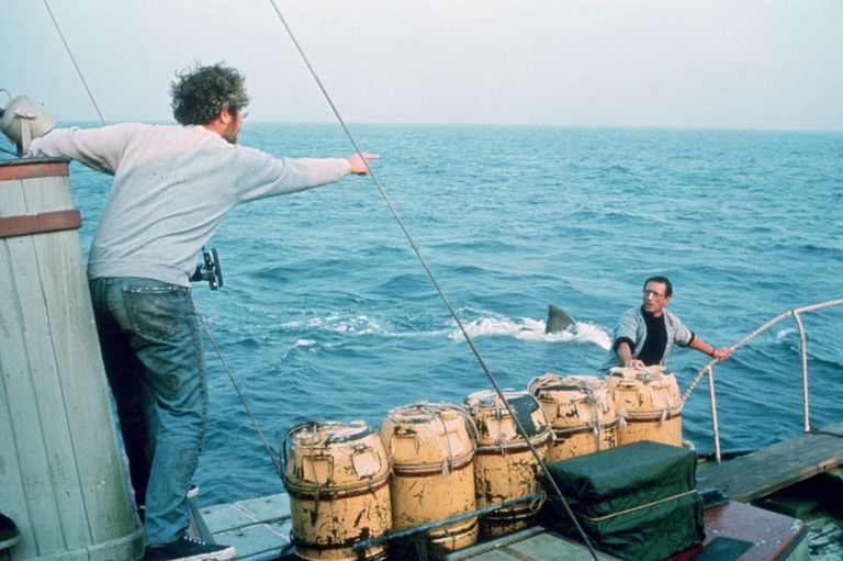 Kaader filmist «Jaws». Pildil Richard Dreyfuss vasakul) ja Roy Scheider