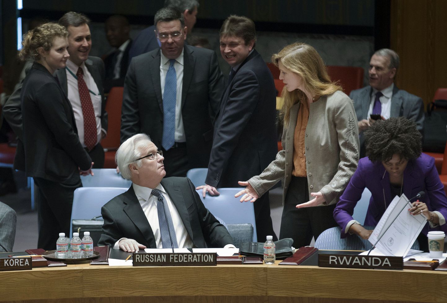 Venemaa ja USA suursaadikud ÜROs Vitali Tšurkin ja Samantha Power.