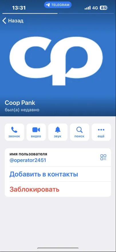 Telegram-аккаунт мошенников.