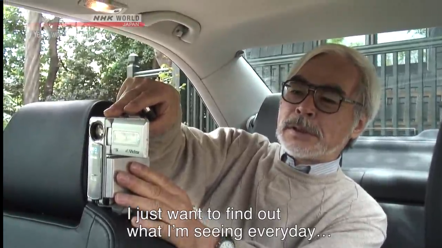 Hayao Miazaki eksperimenteerib videokaameraga.