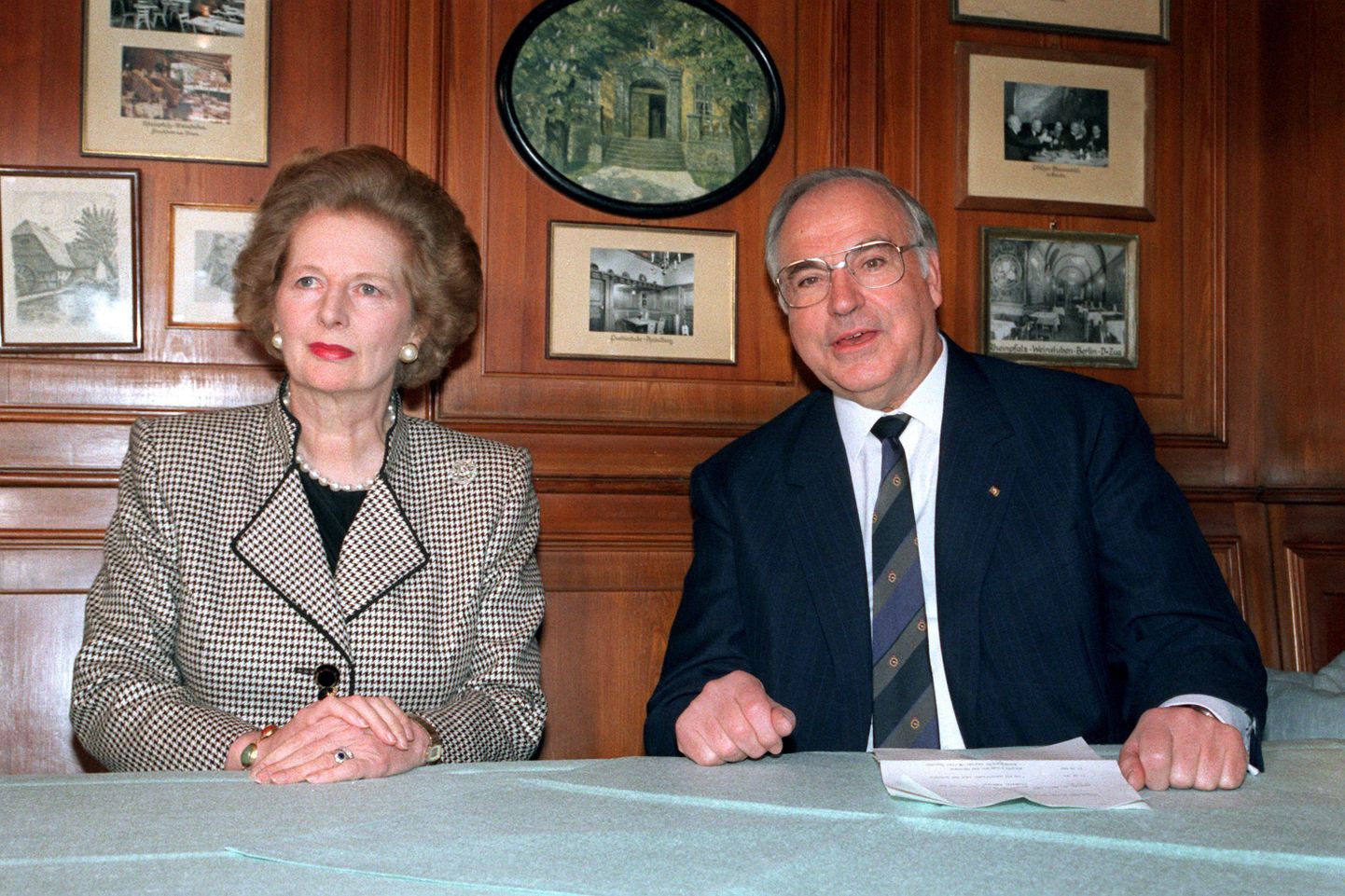 Margaret Thacher ja Helmut Kohl 1989. aasta 30. aprillil kohtumisel Saksamaal Deidesheimis.