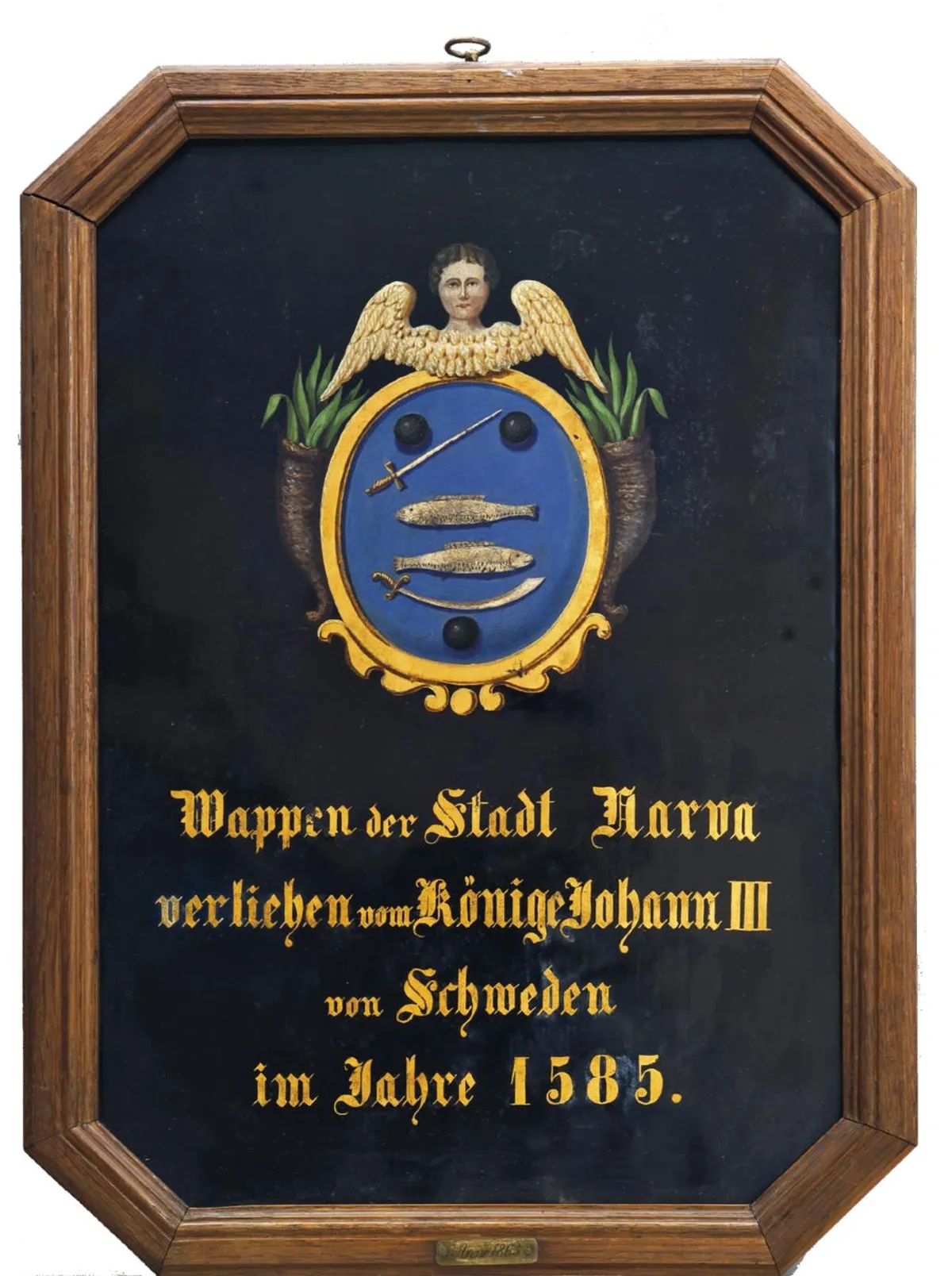 Narva 1585. aasta vapi kunstipärane kujutis 1863. aastal valminud pildil.