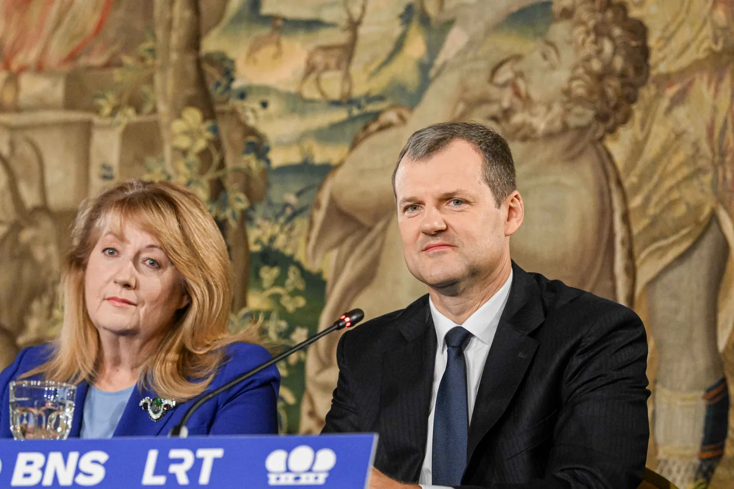 Leedu sotsiaaldemokraatide juht Vilija Blinkevičiūtė ja asejuht Gintautas Paluckas, kes esitatakse peaministrikandidaadiks. 28. oktoober 2024.