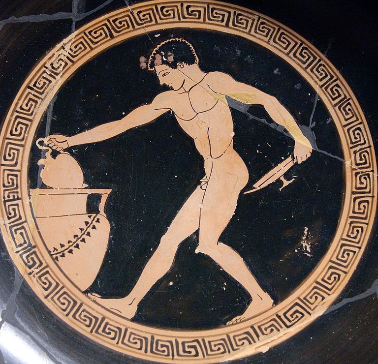 Vana-Kreeka vaasimaal, millel on veinikannuga mees / AP/SCANPIX