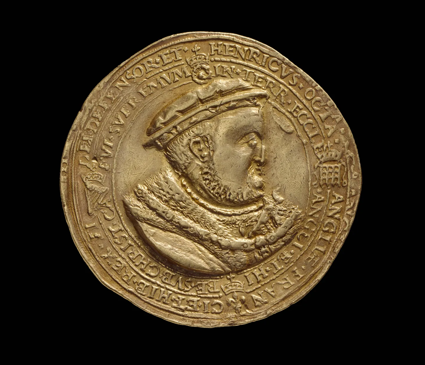 Inglise kuningat Henry VIII  kujutav kuldmünt aastast 1545