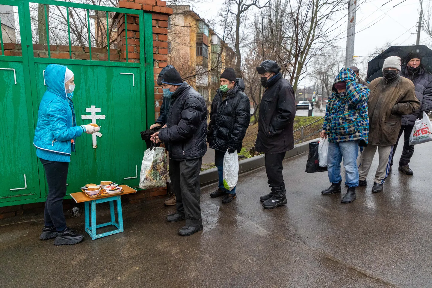 Toiduabi jagamine Ukrainas. Foto on illustratiivne.