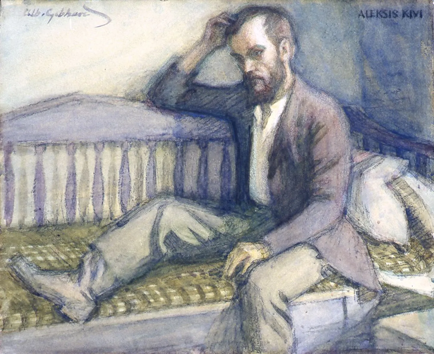Aleksis Kivi portree, kunstnik Albert Gebhard.