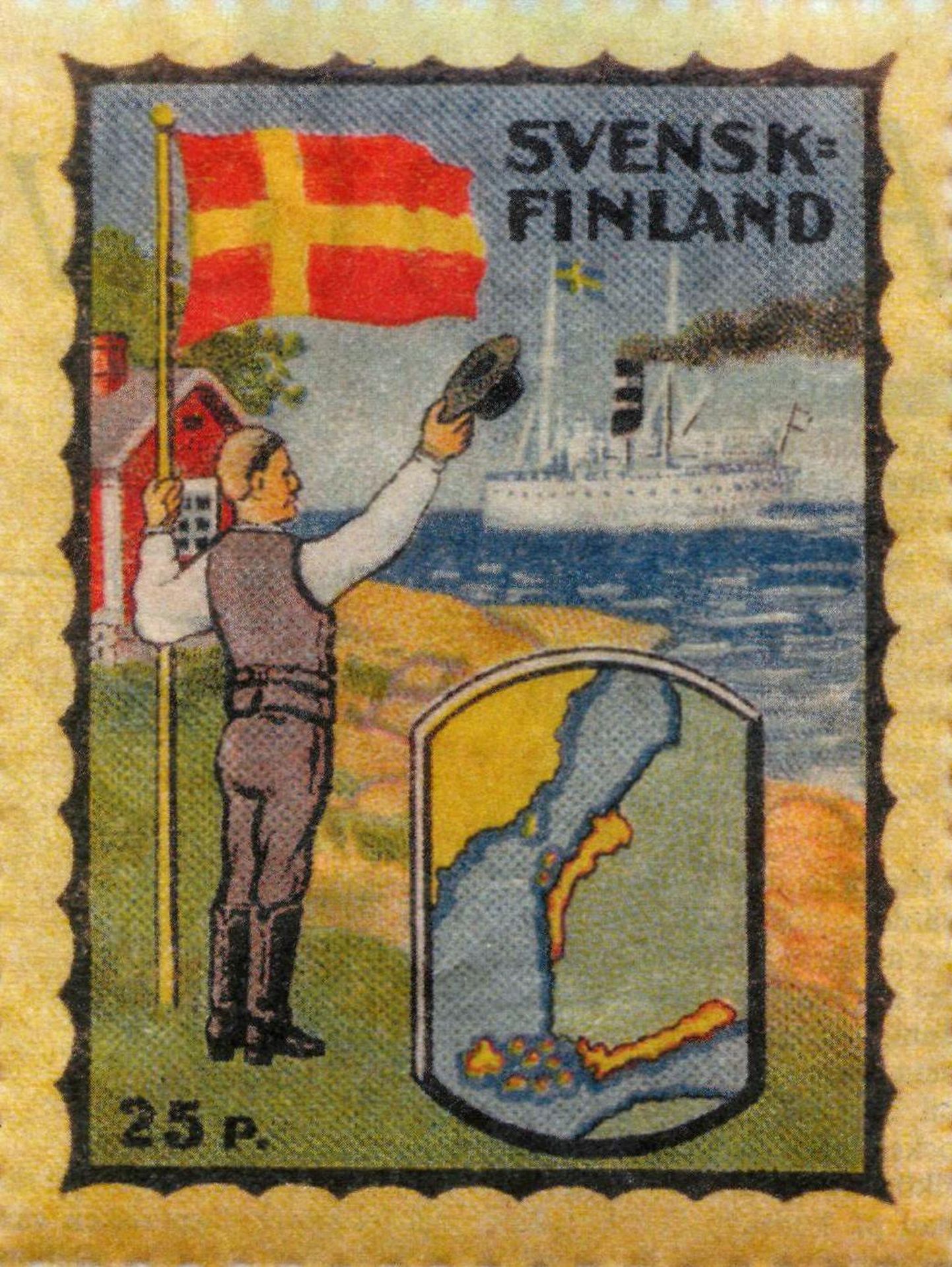 Soomerootslaste lipuga postmark aastast 1920.