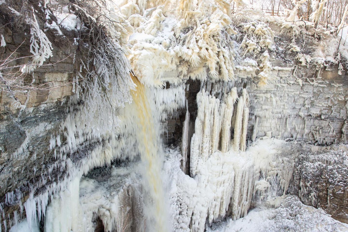 Viimased tormituuled muutsid Valaste joa jääskulptuurist kunstiteoseks.