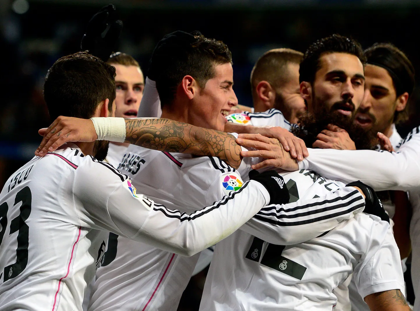 Madridi Reali mängijad, keskel James Rodriguez.