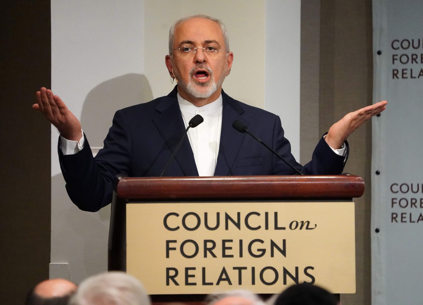 Iraani välisminister Mohammad Javad Zarif esmaspäeval New Yorgis mõttekojas Välissuhete Nõukogu (Council on Foreign Relations).