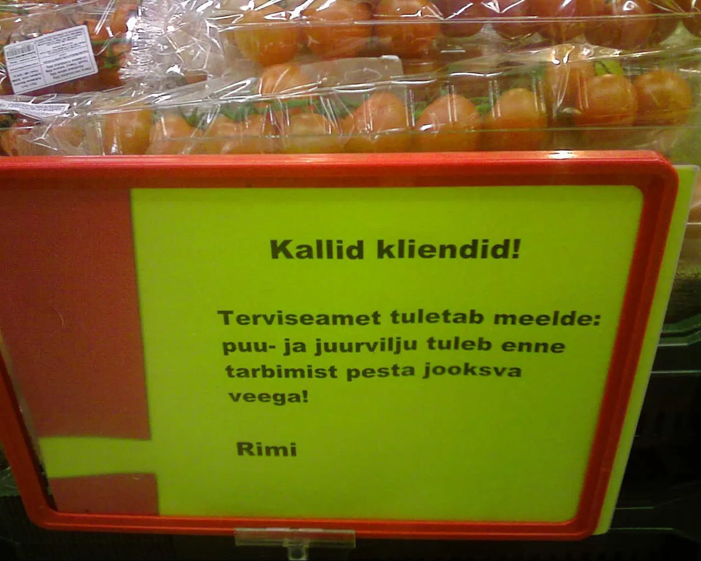 Rimi tuletab ostjatele elementaarseid hügieeninõudeid meelde.