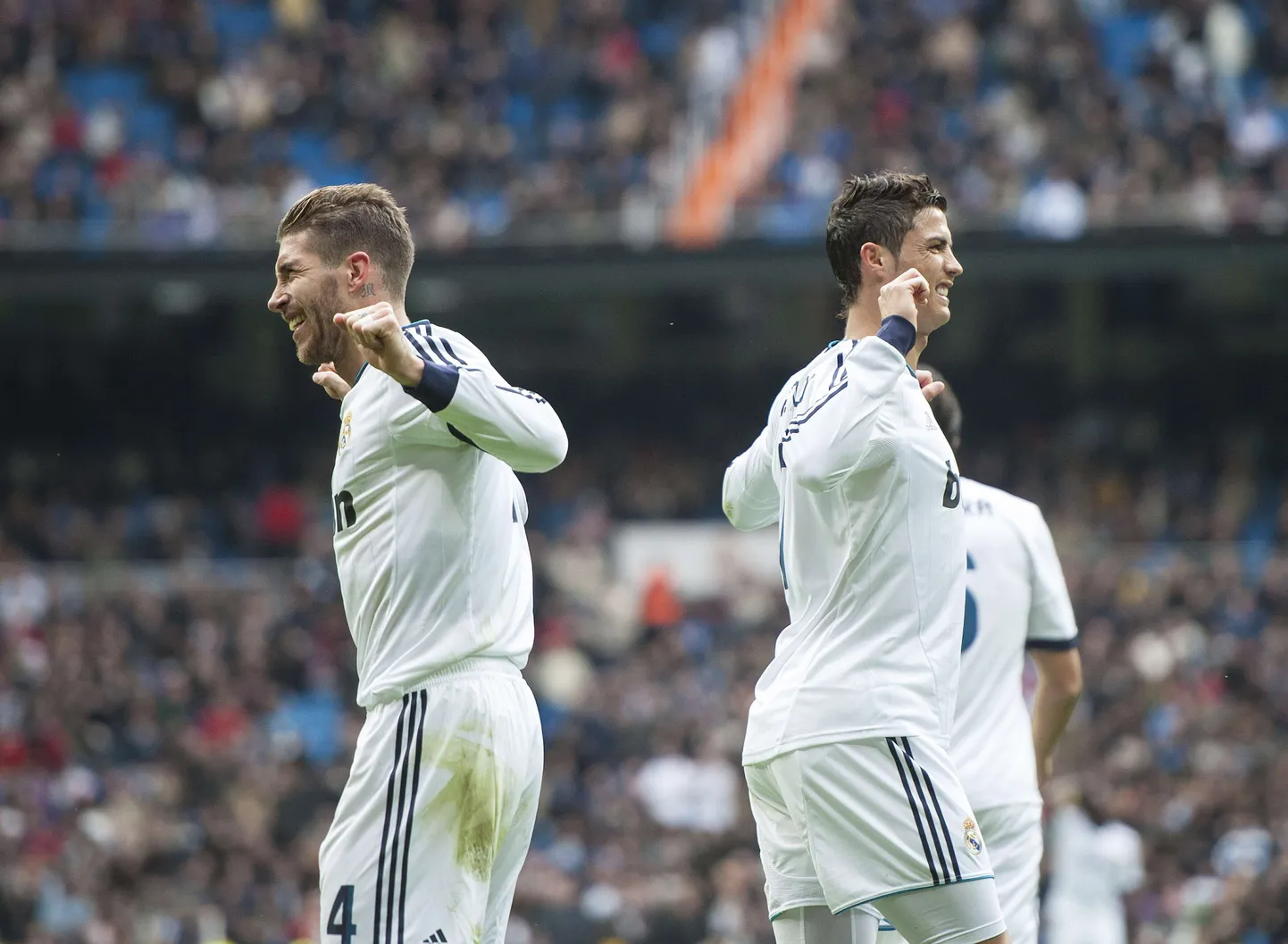 Sergio Ramos (vasakul) ja Cristiano Ronaldo väravat tähistamas.