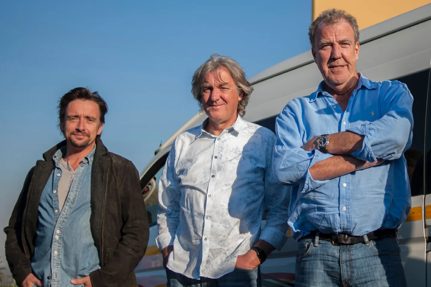 BBC autosaate «Top Gear» saatejuhid (vasakult) Richard Hammond, James May ja Jeremy Clarkson 10. juunil 2016 Lõuna-Aafrika Vabariigis Johannesburgis.