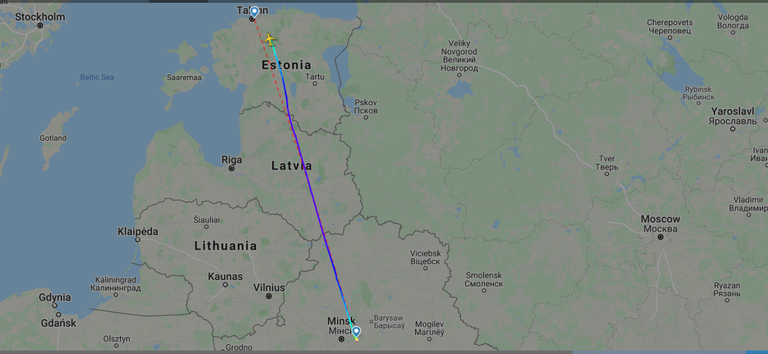 Путь самолета Belavia