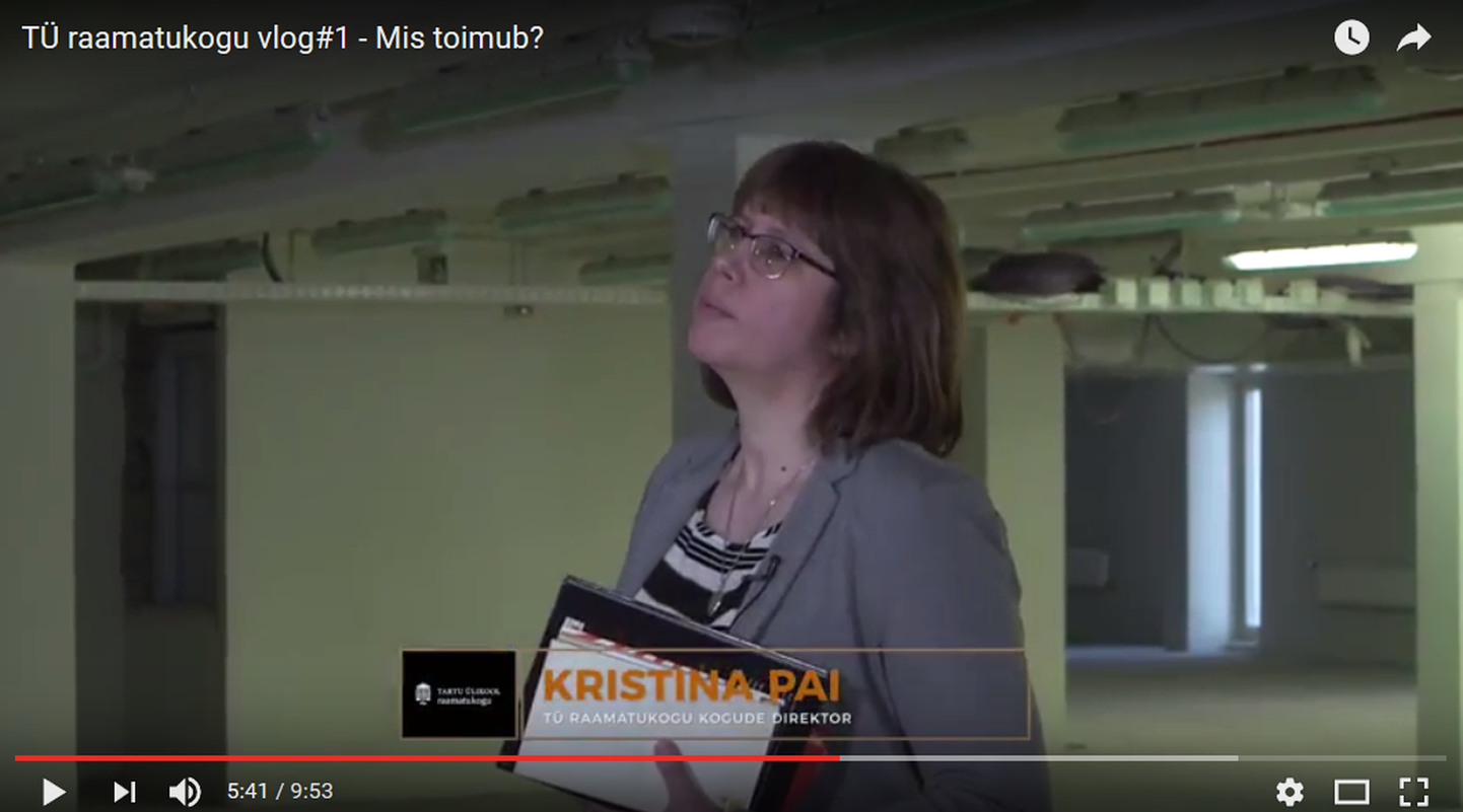 Videoblogi esimese osa üks peategelasi on Tartu ülikooli raamatukogu kogude direktor Kristina Pai.