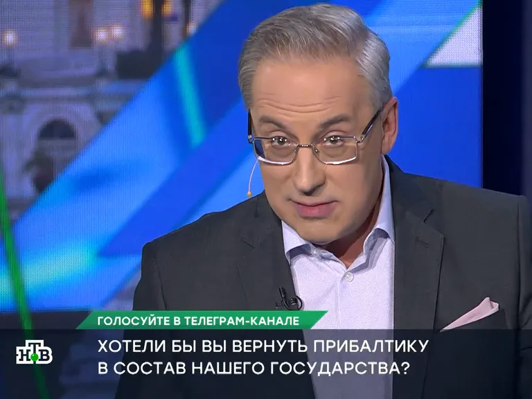 Propagandists Andrejs Norkins, atvainojoties, formulē jautājumu par jaunu Baltijas valstu okupāciju, 2025. gada aprīlis