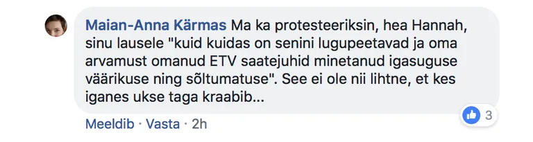 Maian Kärmase kommentaar Hannahi üleskutsele