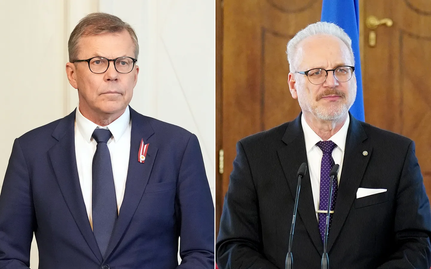 Кандидат в президенты Улдис Пиленс и действующий президент Латвии Эгил Левитс.